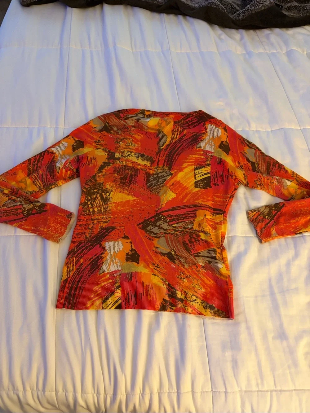 Vintage Victor Alfaro Orange/Brown Abstract Knit Cardigan Size M Silk Blend
